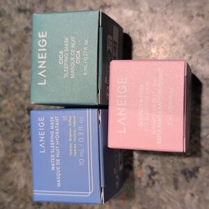 NIB Laneige Water/Cica/Bouncy & Firm Sleeping Masks - All 3 (.3/.27/.1 Fl Oz)